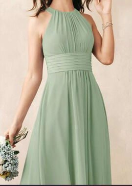 AW BRIDAL 10 L chiffon sage green Dorian bridesmaid party maxi dress NEW 0B15
